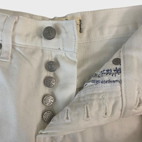 We The Free Jean Shorts Womens Size 24 White Denim Distressed Raw Hem Cut-Off - Picture 5 of 8